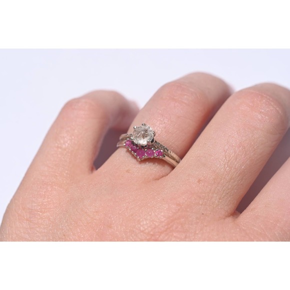 Ruby and diamond engagement ring set, Art deco Ring, Promise Ring, Vinta… - Picture 1 of 2